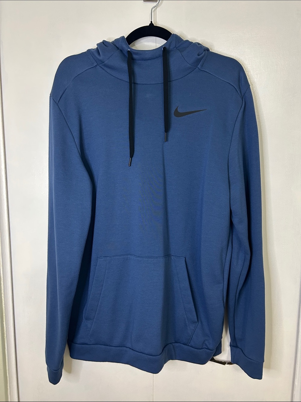 Nike Men's Slate Blue Pullover Hoodie with Black Swoosh